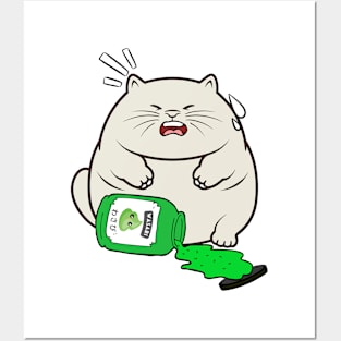 Funny sumo cat Spilled Wasabi Sauce Posters and Art